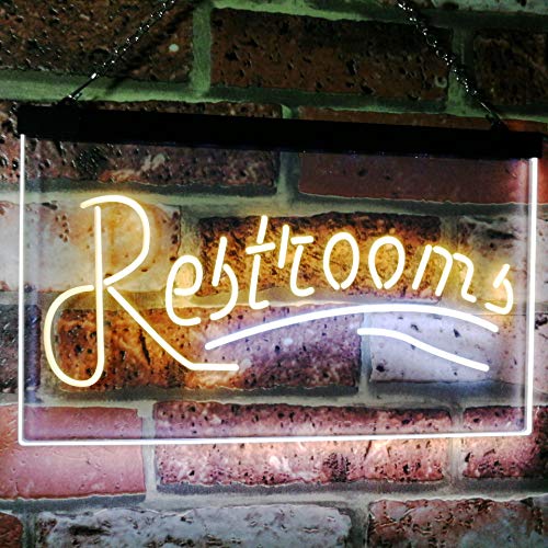 Restrooms Dual LED Neon Light Sign